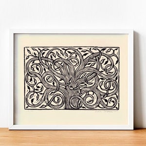 Gallery Wall Art Linocut Print - Housewarming Gift - Art for Living Room - Tree Linocut Art Print - 8.5x 11 Inch Wall Art