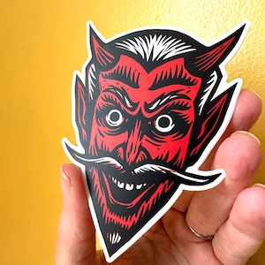 Devil Sticker - Red Devil Bumper Sticker - Devil Decal - Waterproof Sticker - Vinyl Stickers - Sticker for Water Bottle - Art Stickers