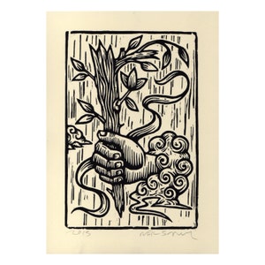 Original Art Tarot Card Linocut Print - Occult Art - 8.5x11 Print