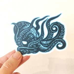 Octopus Sticker for Water Bottle - Octopus Waterproof Vinyl Sticker for Laptop - Sticker for Car