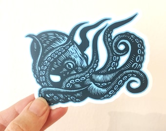 Octopus Sticker for Water Bottle - Octopus Waterproof Vinyl Sticker for Laptop - Sticker for Car