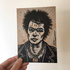Cartoline - Sid Vicious Art - Cartoline 5x7 - Cartoline tipografiche stampate a mano - Arte Punk - Cartolina tipografica - Cartolina truciolare