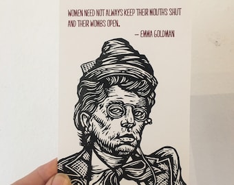 Emma Goldman Postcard, Portrait Quote Postcard Emma Goldman Anarchist Activist, Feminist