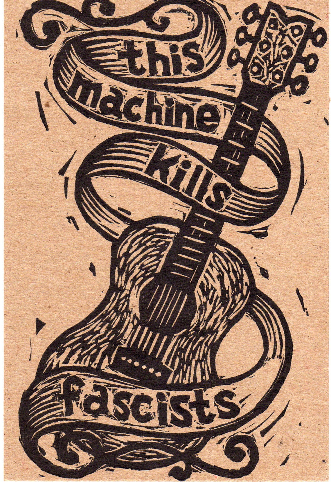 This Machine Kills Fascists Guitar Postcard Hand Printed Etsy UK