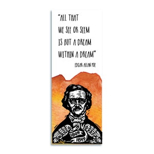Edgar Allan Poe Bookmark - Stocking Stuffer - Paper Bookmarks