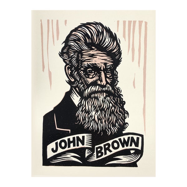 Original Art John Brown Portrait Linocut Print - Gift for History Teacher - 8.5x11 Linocut Print - Historical Figures Artwork