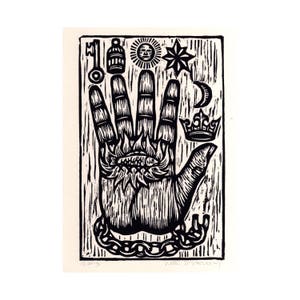 Wall Art for Goth Home Wall Decor - The Philosopher's Hand Woodcut Art Print - Hand of Mystery Print Occult Art - Esoteric Art Print