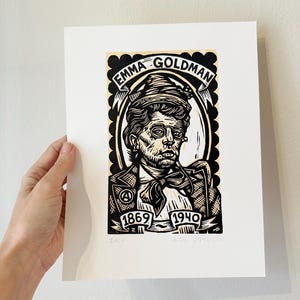 Emma Goldman Art Print - Linocut Art Prints - Literary Art - Anarchist Wall Art - Punk Home Decor - Feminist Wall Art