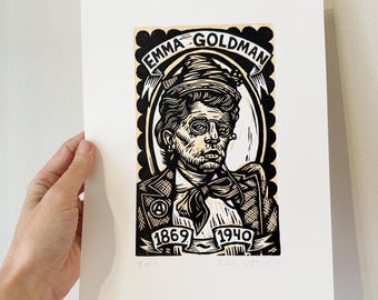 Emma Goldman Art Linocut Print - Female Historical Icons