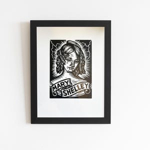 Mary Shelley Linocut Portrait - 8.5"x11" Print