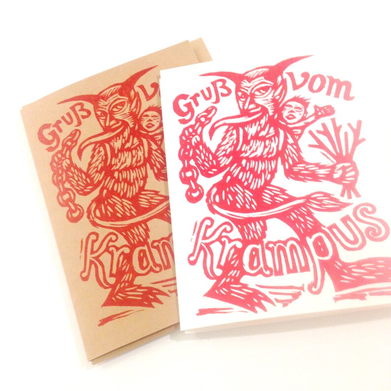 Krampus Card Hand Printed Greeting Card - Etsy