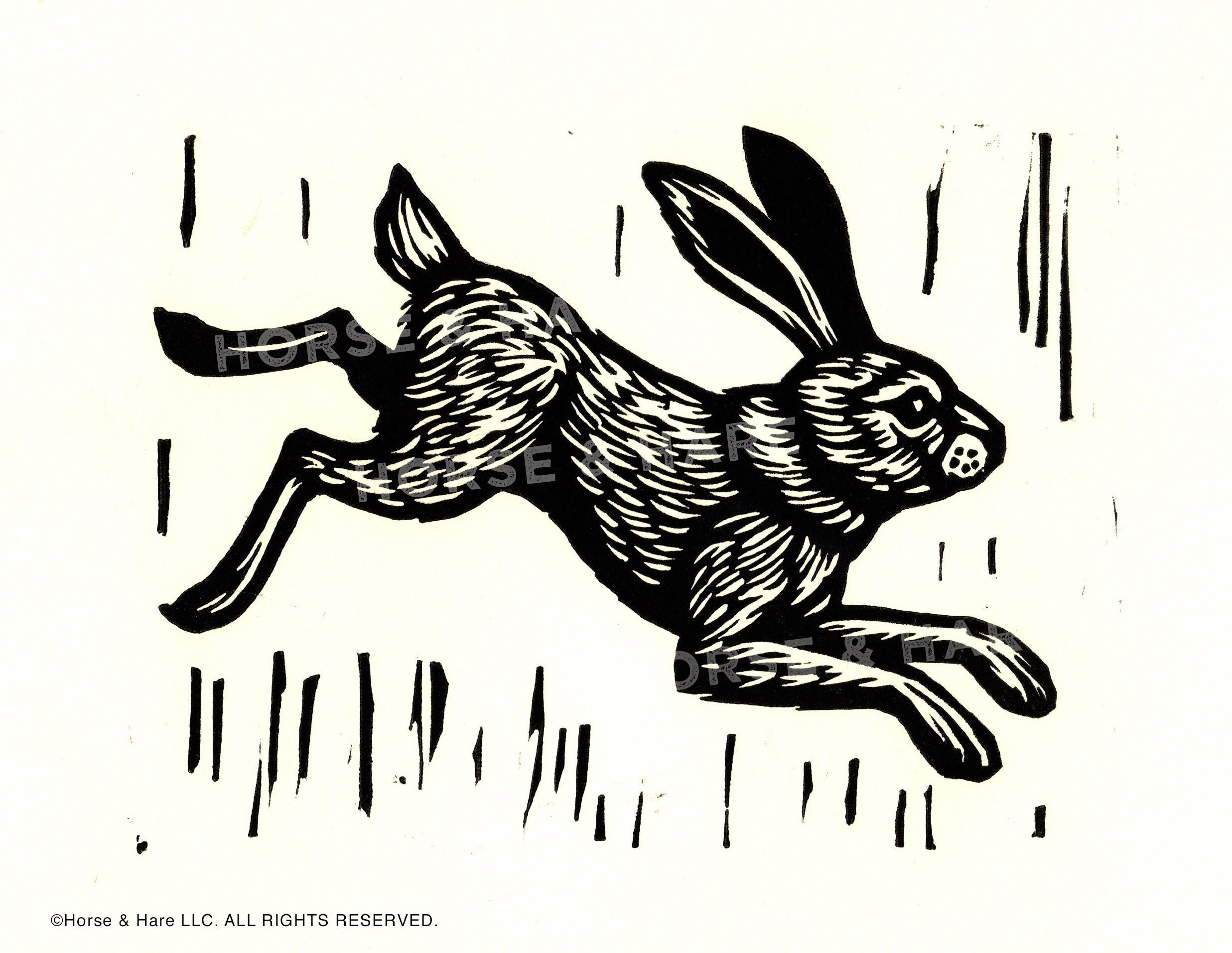 Leaping Rabbit 8.5x11 Linocut Wall Art Print for Home - Etsy