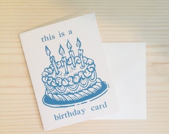 Birthday Card - Funny Birthday Card - Letterpress Birthday Cards - Linocut Card - Birthday Greeting Card - Birthday Cake Card