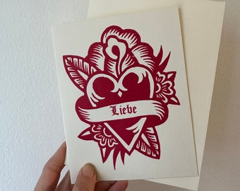 Anniversary Cards - Letterpress Cards - Wedding Cards - Love Cards - Greeting Cards - Valentine's Day Cards - Tattoo Style Art