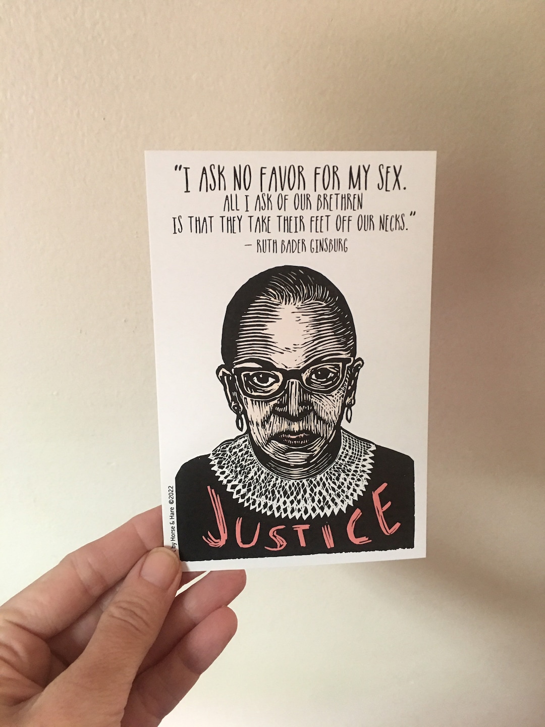 Ruth Bader Ginsburg Portrait Quote Postcard - Inspiring Card - RBG ...
