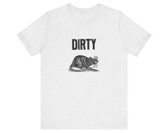T-shirt à manches courtes en jersey unisexe graphique Dirty Rat - T-shirt de rat - T-shirt de rat - Art de linogravure de rat - T-shirts drôles