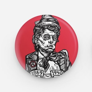 Buttons - Emma Goldman Pinback Button - Anarchist - Punk Button - Emma Goldman Linocut Art - Political Buttons - Resistance Buttons