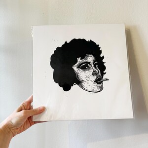 Dr. Frankenfurter from Rocky Horror Picture Show -  Tim Curry Linocut Portrait Art 12x12 Print