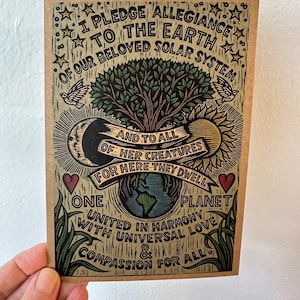 Cartão postal Kraft com o Compromisso de Fidelidade à Terra - Cartão de Arte para Justiça Ambiental