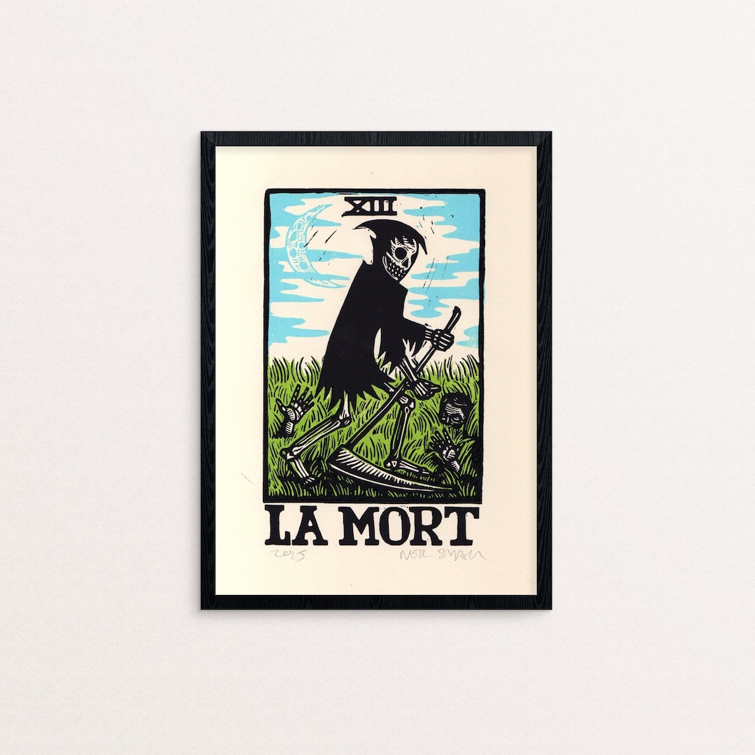 Death Tarot Linocut Art Print (8.5x11) - Etsy