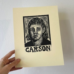 Carson McCullers Linocut Portrait Art Print - 8.5x11 Inch Hand Printed Block Print