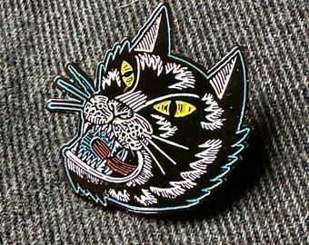 Cat Enamel Pin - Enamel Pin Funny - Enamel Pin Black Cat - Enamel Pin for Jacket - Enamel Pin Hat - Hard Enamel Pin - Punk Pin