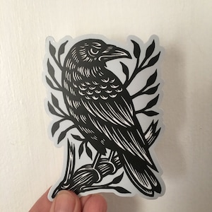 Raven Sticker for Water Bottle, Sticker for Laptop, Sticker for Car, Waterproof Sticker Crow