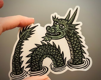 Sea Dragon Clear Back Sticker - Waterproof Sticker - Dragon Sticker - Sticker for Laptop - Waterbottle Sticker - Car Stickers