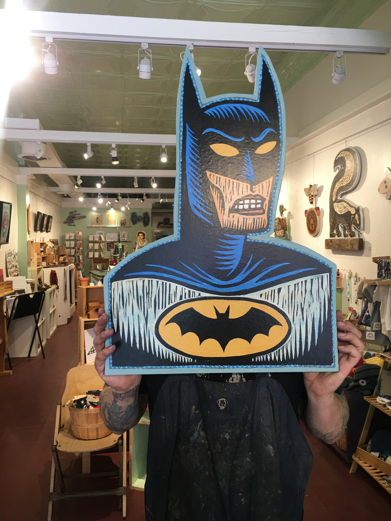Batman Wall Art Woodcut Art Print on Cutout Wood Kids Room Etsy