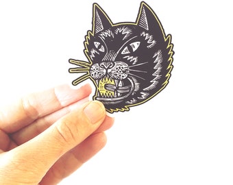 Black Cat Waterproof Vinyl Sticker for Car, Laptop, or Water Bottle