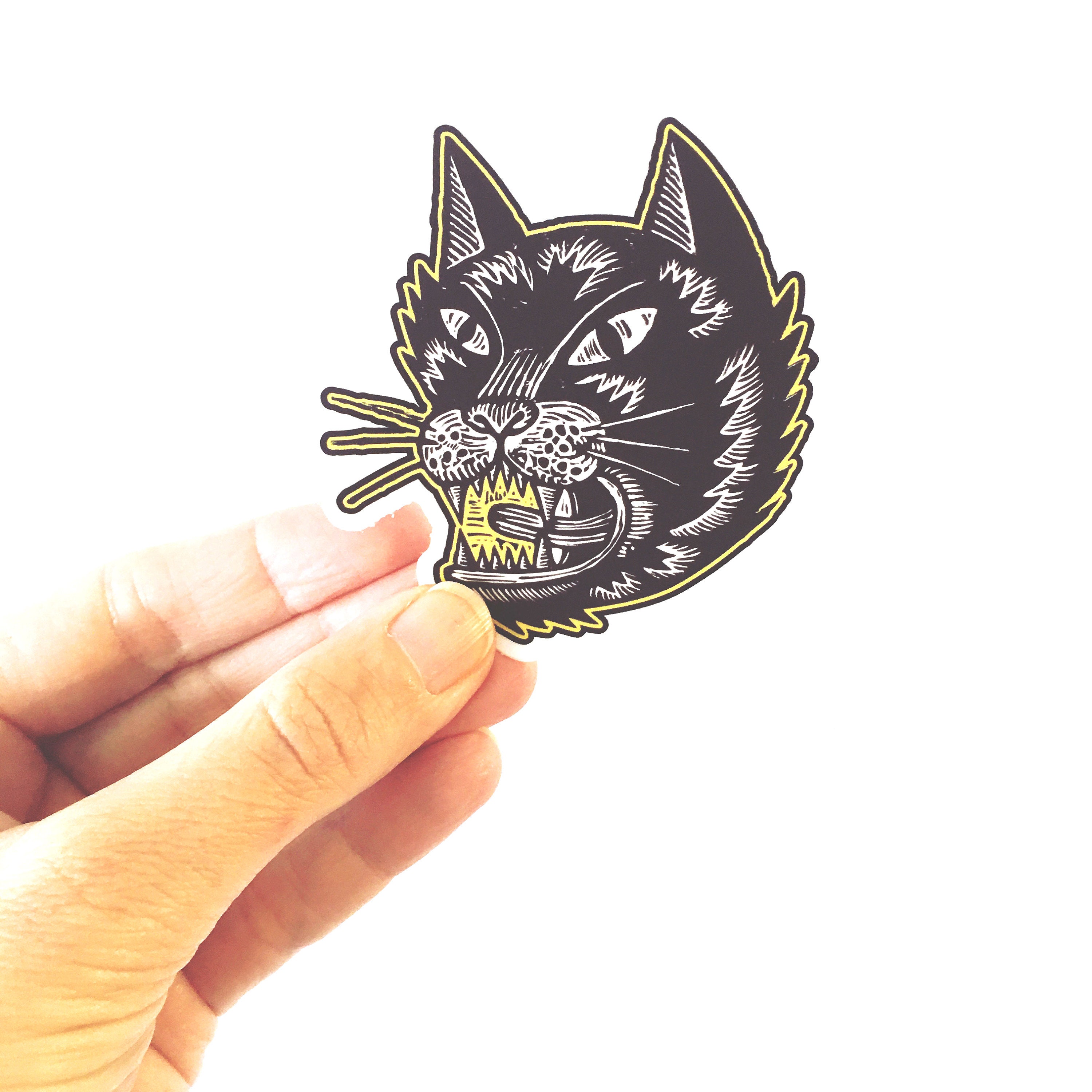 Black Cat Waterproof Vinyl Sticker for Car, Laptop, or Water Bottle - Etsy