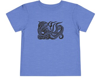 Octopus Toddler T-shirt - Toddler Short Sleeve Tees - Toddler Apparel - Ocean Animal Kids Tees - Toddler T-shrits - Octopus T-shirt Toddler