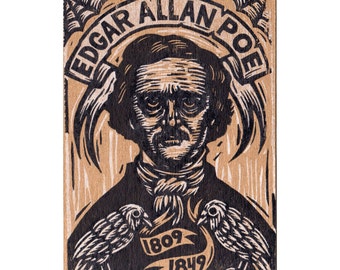 Postcards - Edgar Allan Poe Postcards - Author Postcards - Writer Gifts - Handmade Postcards - Hand Printed Postcards