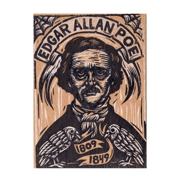 Postcards - Edgar Allan Poe Postcards - Author Postcards - Writer Gifts - Handmade Postcards - Hand Printed Postcards