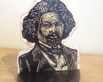 Frederick Douglass Bookend - Teacher Gift - Frederick Douglass Sculpture - Wood Sculpture - Art Gift - Home Decor - Social Movement Art