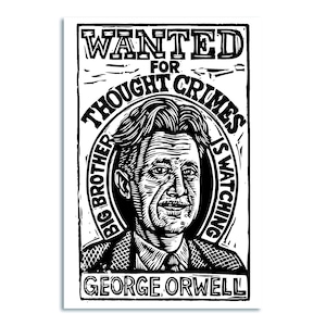 Cartão postal para amante de livros - Autor George Orwell Cartão postal - Arte literária Cartão postal