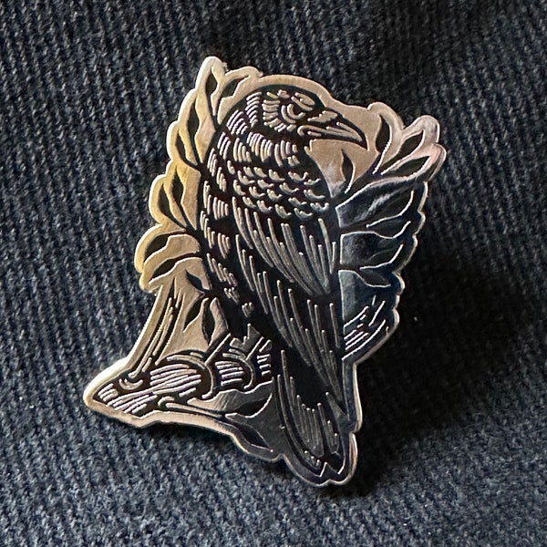 Raven Enamel Pin - Metal Pin - Hard Enamel Pin Crow - Enamel Pin for Jacket Raven - Enamel Pin Hat Bird - Pins for Display -