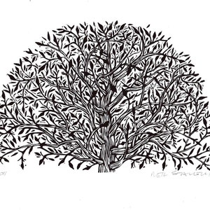 Tree Art Linocut Print, 8.5x11 Wall Art Print image 3