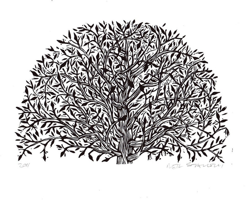 Tree Art Linocut Print, 8.5x11 Wall Art Print image 3