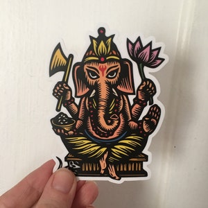 Ganesha Sticker for Water Bottle, Sticker for Laptop, Sticker for Car, Waterproof Sticker,  Hindu Deity Sticker - Elephant God Decal