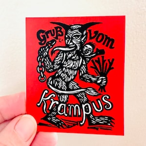 Pegatina Krampus - Pegatina para parachoques - Saludos desde Krampus - Pegatina a prueba de agua - Regalo Krampus - Pegatinas navideñas - Regalo nocturno Krampus