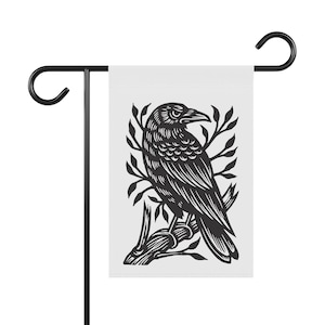 Raven Garden Flag,  Nature Design, Outdoor Decor, Bird Lover&#39;s Gift, Fall Decor, Home and Garden Decor