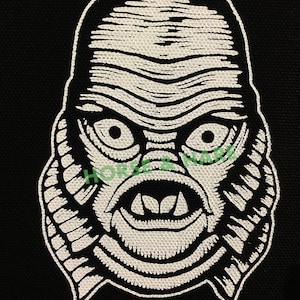 SALE Creature from the Black Lagoon Canvas Punk Patch for Jacket - Big Patches - Horror Patch - Sew On Patch - Punk Patches Monster
