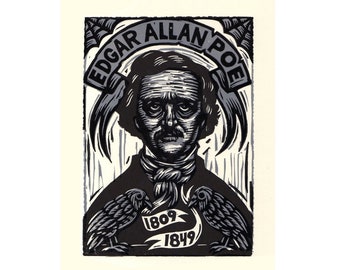 Edgar Allan Poe Portrait Art Print - 8 x 10 Print - 8.5 x 11 Art Print