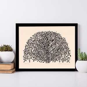 Tree Art Linocut Print, 8.5x11 Wall Art Print image 2