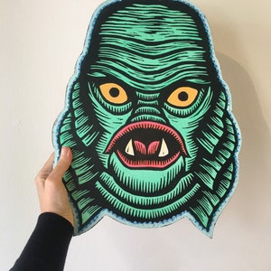 Creature from the Black Lagoon Gilman Head Artwork - Classic Horror Movie Media Room Wall Art