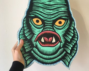 Creature from the Black Lagoon Face Wall Art - Swamp Monster Art - Classic Horror Artwork - Gillman Art - Movie Art Home Decor Goth