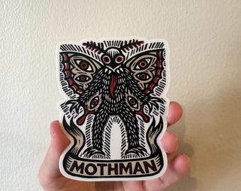 Adesivo do Homem-Mariposa para Garrafa de Água, Laptop, Carro - Vinil Impermeável