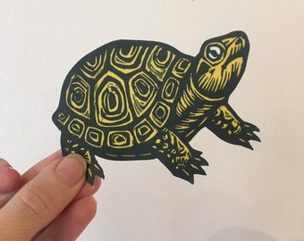 Turtle Waterproof Vinyl Sticker, Turtle Sticker for Laptop, Turtle Sticker for Water Bottle, Turtle Sticker for Car, Woodland Animal Sticker