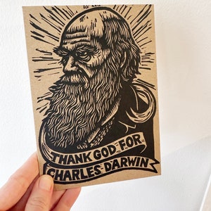 Carte postale drôle Charles Darwin en typographie - Cadeau science-humour